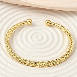 Настоящее золото 18K Браслеты-манжеты из латунной пшеничной цепи, браслеты с крутящим моментом для женщин, стойки покрытие, долговечный, без свинца и без кадмия, реальный 18 k позолоченный, внутренний диаметр: 2x2-1/4 дюйм (5x5.8 см)