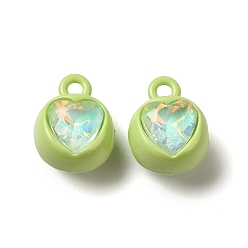 Зеленый газон Аэрозольная краска сплава горный хрусталь подвески, без кадмия и без свинца, сердце, зеленый газон, 12x9x8 мм, отверстие : 1.6 мм