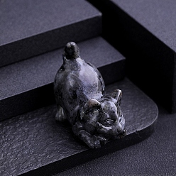 Лабрадорита Резная статуя кошки из натурального лабрадорита, Камень Рейки для домашнего офиса, рабочего стола, украшение по фэн-шуй, 38x22 мм