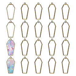 Античная Бронза 20подвески из легкого сплава с открытой спиной, для смолы, изготовление ювелирных изделий из эпоксидной смолы, многоугольник, античная бронза, 42x21x2 мм, отверстие : 2.5 мм