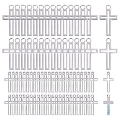 Платина 100 шт 2 стили подвески из сплава, полый крест-подвеска, платина, 23~38.5x11~21x1.5 мм, отверстие : 1.6~4 мм