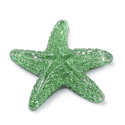 Зеленый Кабошоны из смолы, с блеском порошок, морская звезда / морские звезды, зелёные, 15~17x16~18x4~5.5 мм