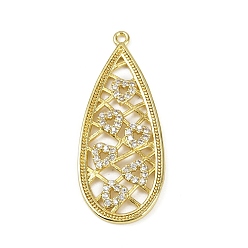 Настоящее золото 18K Латунные микро проложить кубического циркония подвески, слеза с сердцем, долговечный, без кадмия и без свинца, стойки покрытие, реальный 18 k позолоченный, 36.5x15.5x2.5 мм, отверстие : 1.2 мм