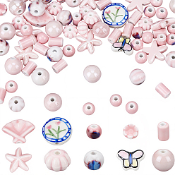 Mixed Shapes 88 шт. 10 стили фарфоровые керамические бусины ручной работы, яркие глазированный фарфор, разнообразные, 7.5~20.5x6~13 мм, отверстие : 1.5~2 мм