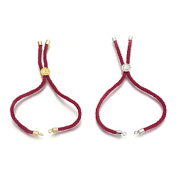 Светло-Вишневый Изготовление браслетов из хлопка, с латунной фурнитурой , плоские круглые с дерева жизни, светло-вишневый, 8-5/8 дюйм (22 см), отверстие : 2 мм