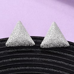 Треугольник Серьги-гвоздики с текстурированной латунью, без никеля , серебряные, треугольные, 14x16 мм