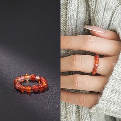 Африканский Нефрит Эластичные кольца из натурального африканского нефрита, круглые, бусины : 4 мм, внутренний диаметр: регулируемый