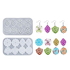 Белый Аксессуары силиконовые формы, подвесные формы для литья из смолы, для уф-смолы, изготовление изделий из эпоксидной смолы, цветок, белые, 121x71x4.5 мм, внутренний диаметр: 30~31x23~30 мм