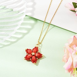 Красный Ожерелья в форме звезды из стеклянного бисера ручной работы и синтетических бусин императорской яшмы, окрашенных в черный цвет, для женщин, золотые, красные, 17.80 дюйм (45.2 см)