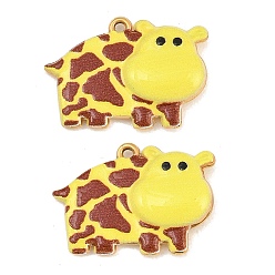 Yellow Printed 304 Stainless Steel Enamel Pendants, Dairy Cattle Charms, Ion Plating(IP), Real 18K Gold Plated, Yellow, 16x22x4mm, Hole: 1mm