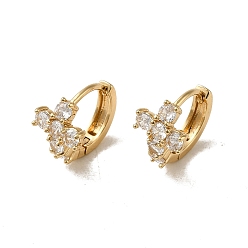 Cross KC Gold Plated Brass Micro Pave Cubic Zirconia Hoop Earring, Cross, 12x9mm