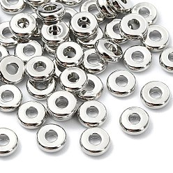 Real Platinum Plated SHEGRACE Brass Beads, Flat Round, Cadmium Free & Nickel Free & Lead Free, Real Platinum Plated, 4x4x1.5mm, Hole: 1.4mm