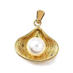 Shell Shape Подвески из пластикового жемчуга, с 304 нержавеющей стали, формы раковины, 22x22.5x10.5 мм, отверстие : 7.5x3 мм