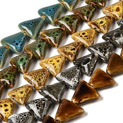 (52) Непрозрачная лаванда Фарфора ручной работы бисер нитей, треугольные, разноцветные, 13~14x16~17x5~7 мм, отверстие : 1~1.5 мм, около 25 шт / нитка, 12.99''~13.39'' (33~34 см)