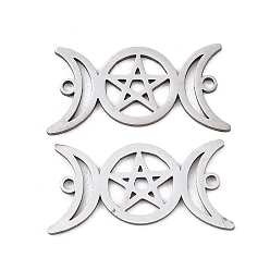 Нержавеющая Сталь Цвет 201 подвески-соединители из нержавеющей стали с тройными лунными звеньями, не тускнеет, цвет нержавеющей стали, 13x26x1 мм, отверстие : 1.4 мм