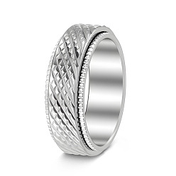 Нержавеющая Сталь Цвет 304 вращающиеся кольца для пальцев из нержавеющей стали, Кольцо-спиннер для успокоения беспокойства, медитации, цвет нержавеющей стали, 8 мм, размер США 10 (19.8 мм)