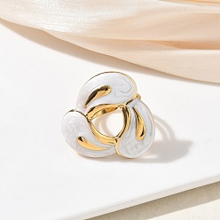 Белый 304 открытые кольца-манжеты из нержавеющей стали для женщин, с эмалью, золотые, белые, размер США 8 (18.1 мм)