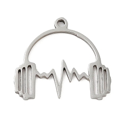 Нержавеющая Сталь Цвет Не тускнеет 5шт 201 подвески из нержавеющей стали, лазерная резка, шарм для наушников, цвет нержавеющей стали, 15.5x17x1 мм, отверстие : 1.2 мм