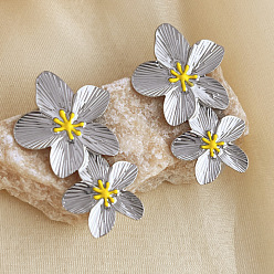 Нержавеющая Сталь Цвет 304 серьги из нержавеющей стали эмаль, цветок, цвет нержавеющей стали, 51x30 мм