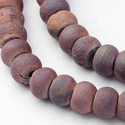 (966) Внутренний цвет Кристалл / Лиловато-лиловый на подкладке Гальванические природный кристалл кварца бусы пряди, druzy кристалл жеода, рондель, с покрытием цвета радуги, 8~8.5x5~6 мм, отверстие : 1 мм, около 38 шт / нитка, 7.9 дюйм