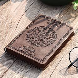 Кокосово-Коричневый Блокнот из искусственной кожи, с бумагой внутри, для школьных канцелярских принадлежностей, прямоугольник с круглым узором, кокосового коричневый, 14.6x10.5 см