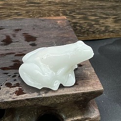 Белый Нефрит Натуральный нефрит резная статуя лягушки украшение дома, Статуэтки по фен-шуй для украшения домашнего офиса, 40 мм