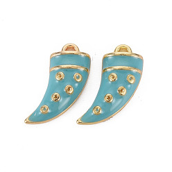 Темно-бирюзовый Стойки обшивки сплава эмали подвески, без кадмия, без никеля и без свинца, перец, золотой свет, темные бирюзовый, 19.5x13x4.5 мм, отверстие : 1.5 мм
