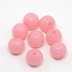 Легкий Лосось Имитации акриловых шариков желе, круглые, светлый померанцевый, 10 мм, Отверстие : 2 мм , около 938 шт / 500 г