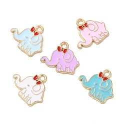 Золотой Подвески из эмали и сплава, очарование слона, разноцветные, золотые, 16x18x1.3 мм, отверстие : 1.8 мм