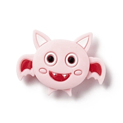 Pink Silicone Focal Beads, Bat, Pink, 24.5x31x10mm, Hole: 2mm