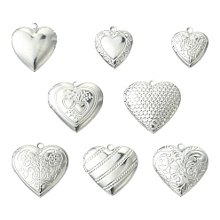Нержавеющая Сталь Цвет 8 шт. 8 стили 304 подвески-медальоны из нержавеющей стали, сердце, цвет нержавеющей стали, 22~29x19.5~29x6.5~8 мм, отверстие : 1.6~2 мм, внутренний диаметр: 13~19x13.5~21.5 мм, 1 шт / стиль