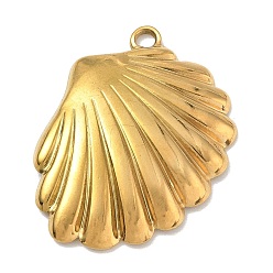 Golden 304 Stainless Steel Pendants, Shell Shape Charms, Golden, 35.5x27x4mm, Hole: 2.3mm