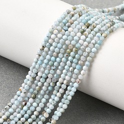 Ларимар Природные ларимар бисер нитей, граненые, круглые, 2 мм, отверстие : 0.5 мм, около 181 шт / нитка, 15.43'' (39.2 см)