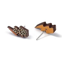 Другие Серьги-гвоздики из натурального дерева, 316 женские украшения из нержавеющей стали, погодные условия, 7.5x16 мм, штифты : 0.6 мм