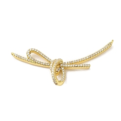 Real 18K Gold Plated Rack Plating Brass Pave Cubic Zirconia Pendants, Bowknot, Long-Lasting Plated, Lead Free & Cadmium Free, Real 18K Gold Plated, 21.5x45x7mm, Hole: 0.9mm