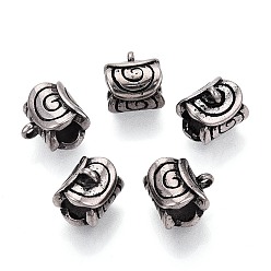 Античное Серебро 304 прелести нержавеющей стали, столбец с вихря, античное серебро, 12~12.5x11~11.5x9 мм, Отверстие : 1.6 мм & 5 мм