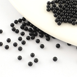 Black ABS Plastic Imitation Pearl Beads, Matte Style, No Hole, Round, Black, 3mm, about 10000pcs/bag