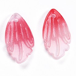 Schamottestein Transparente Glas-Anhänger, mit Goldfolie, petaline, Schamottestein, 18x10x3 mm, Bohrung: 1.2 mm