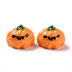 Dark Orange Halloween Opaque Resin Cabochons, 3D Pumpkin Jack-O'-Lantern, Dark Orange, 19x27.5x26.5mm