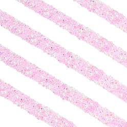 Pink Самоклеящиеся смоляные стразы и пластиковая лента, для аксессуаров костюма, пояс украшение, розовые, 12x3.5 мм, 1двор/шт.