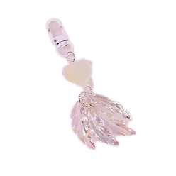 Белый Светящиеся акриловые подвесные украшения, сердце и перо, белые, 11.7x5 см