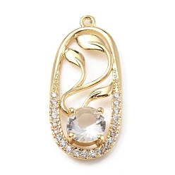 Kristall Messing mit k9 Glas- und Strassanhängern, Licht Gold, oval mit Blattanhängern, Kristall, 34x15x5.3 mm, Bohrung: 1.5 mm