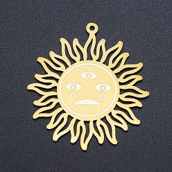 Золотой 201 подвески из нержавеющей стали, лазерная резка, солнце, золотые, 37.5x34.5x1 мм, отверстие : 1.4 мм