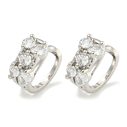 Платина Серьги-манжеты из циркония, для женщин, платина, 14.5x6.5 мм
