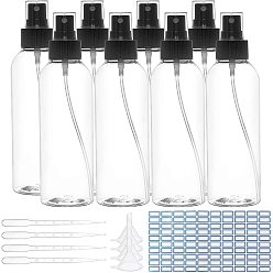 Clear Plastic Spray Bottles, 3ML Disposable Plastic Dropper, Mini Transparent Plastic Funnel Hopper and Label Paster, Clear, 17.8cm, Capacity: 200ml