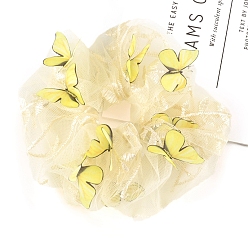 Желтый Атласные эластичные аксессуары для волос в форме бабочки, для девочек или женщин, резинка для волос / резинки для волос, желтые, 80 мм
