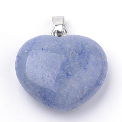 Кианит Подвески натуральный кианит / цианит / дистен, со сплавочной фурнитурой, сердце, платина, 27~29x28x11 мм, отверстие : 3.5x5 мм