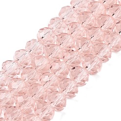 Pink Стеклянные бусины, граненые, рондель, розовые, 6x5 мм, отверстие : 1 мм, около 76~78 шт / нитка, 37~38 см