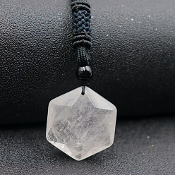 Quartz Crystal Natural Quartz Crystal Pendant Necklaces, Hexagon, 20.08~31.50 inch(51~80cm)