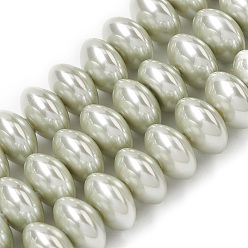 Темный Морско-зеленый Нити бусин из гальванизированного непрозрачного стекла, имитирующие жемчуг, рондель, темно-зеленый, 10x6 мм, отверстие : 1 мм, около 63 шт / нитка, 14.96'' (38 см)